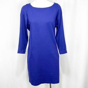 Elie Tahari Janey Long Sleeved Shift Dress Cobalt Blue XS